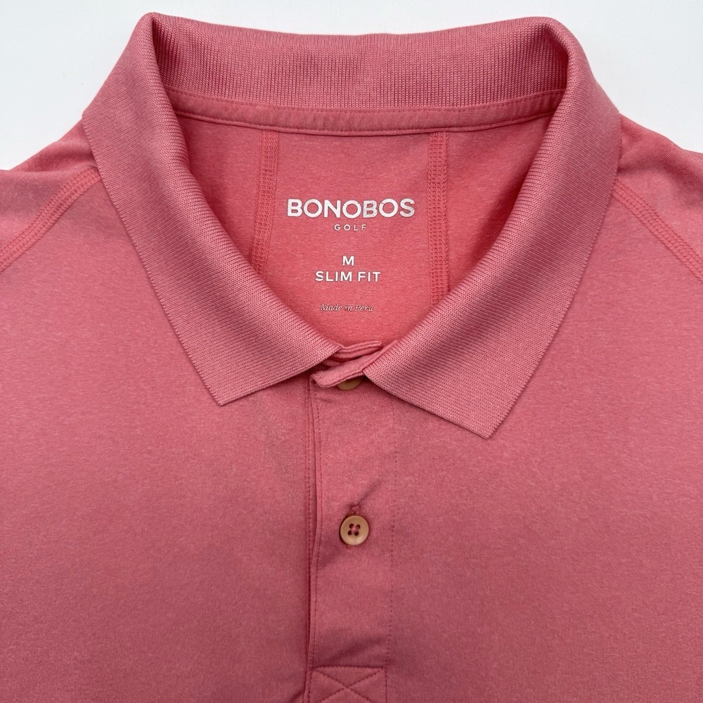 Bonobos Golf Polo Shirt Mens M Pink Slim Fit Performance Stretch Short Sleeve